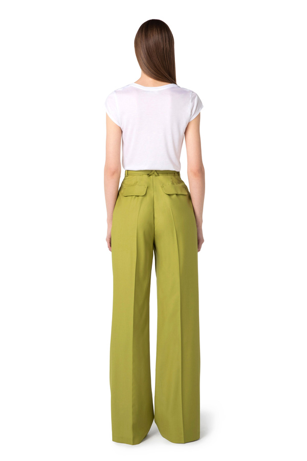 Palazzo trousers in cool wool with belt - Elisabetta Franchi® Outlet