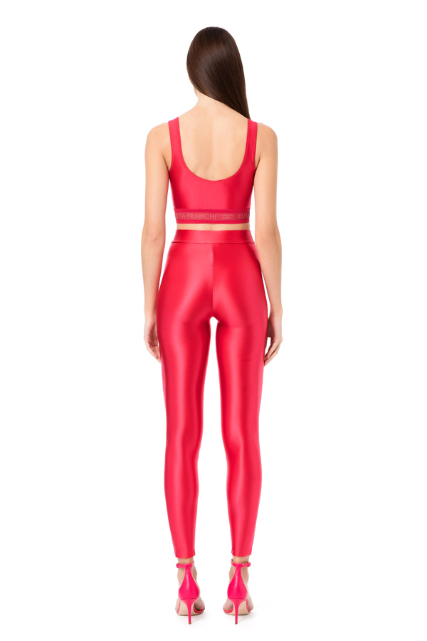 Shiny Lycra leggings with logoed elastic