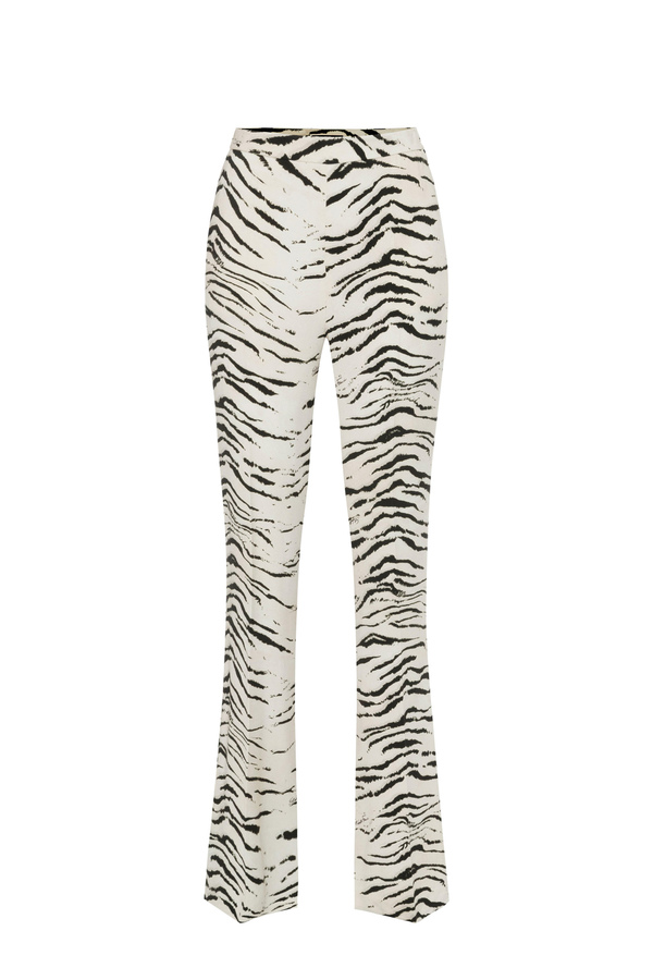 Gerade geschnittene Hose aus Viskose-Cady mit Animal-Print - Elisabetta Franchi® Outlet