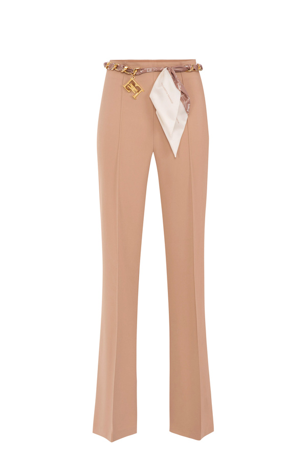 Palazzo-Hose aus Crêpe mit Tuch - Elisabetta Franchi® Outlet