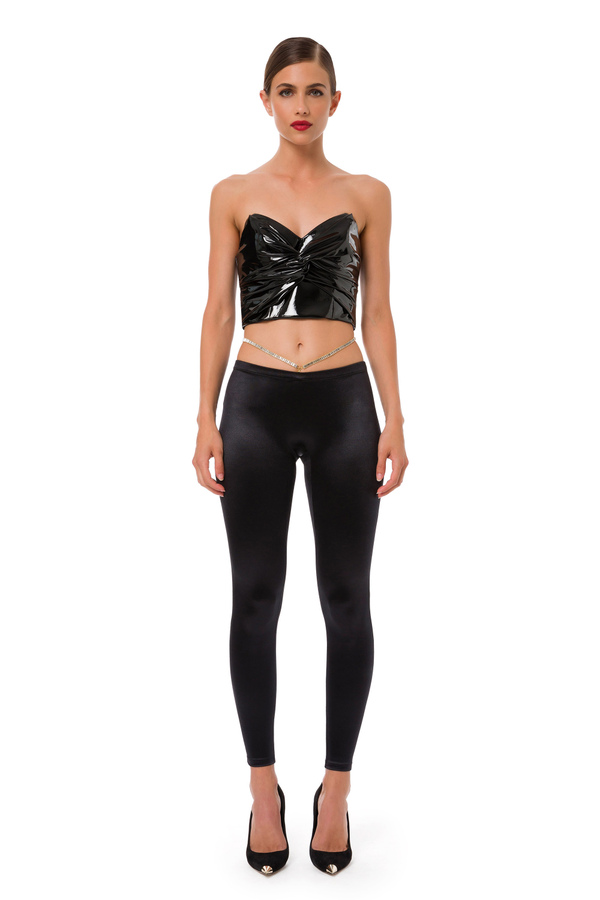 Lycra leggings with stone accessory - Elisabetta Franchi® Outlet