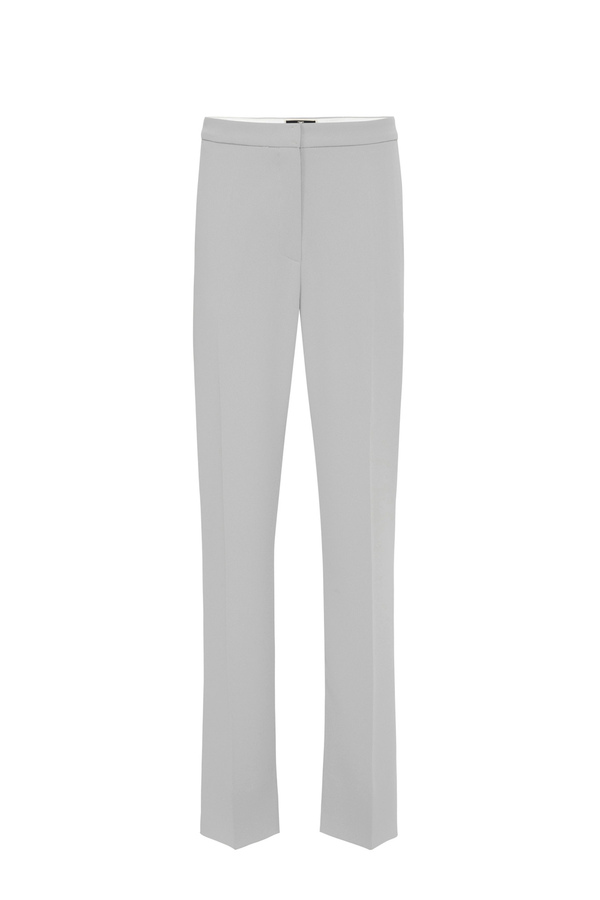 Gerade geschnittene Hose aus leichtem Crêpe mit Schlitzen - Elisabetta Franchi® Outlet