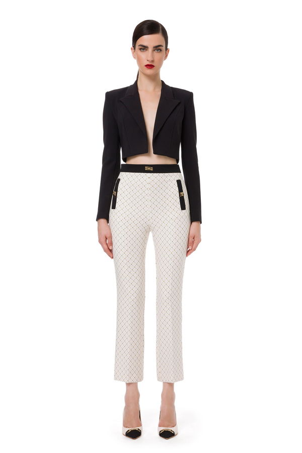 Flared trousers with stud print - Elisabetta Franchi® Outlet