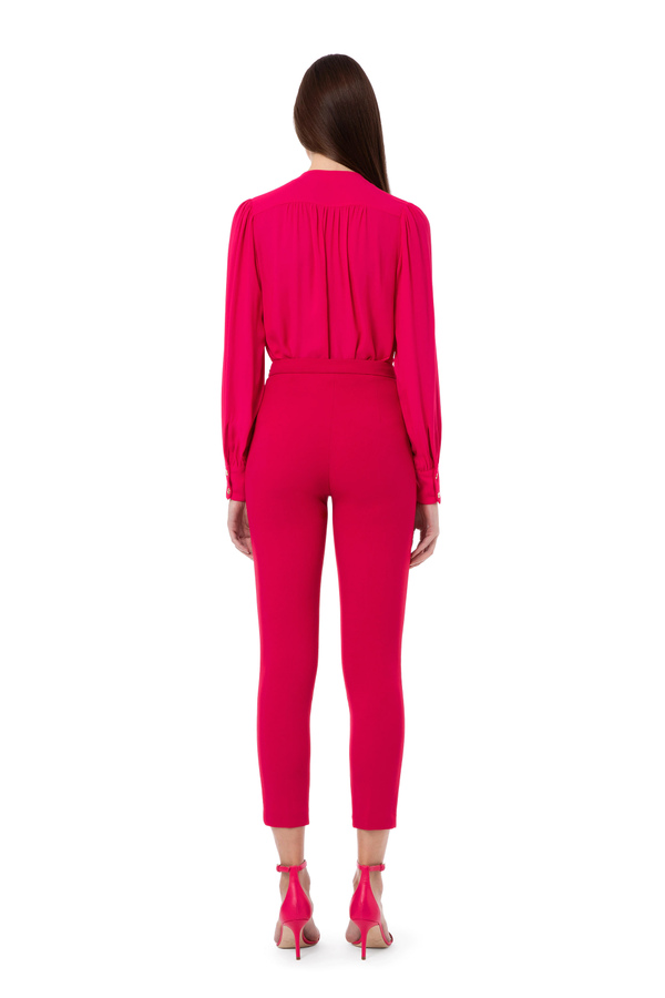 Tapered fit trousers in double layer stretch crêpe - Elisabetta Franchi® Outlet