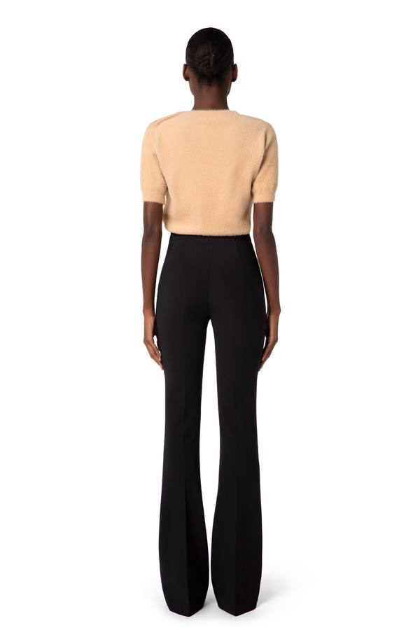 Palazzo trousers in crêpe fabric with sash belt - Elisabetta Franchi® Outlet