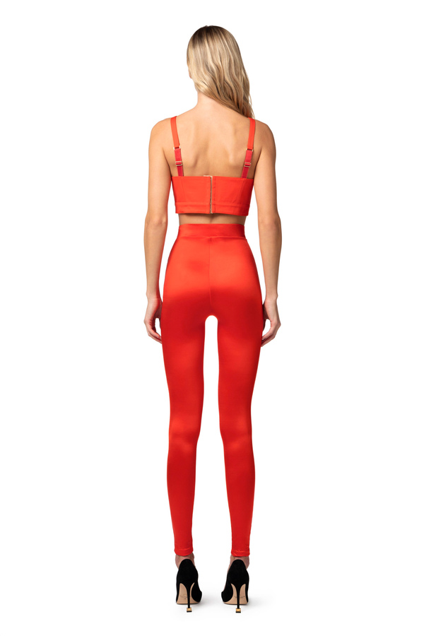 Lycra leggings with logo plaque - Elisabetta Franchi® Outlet