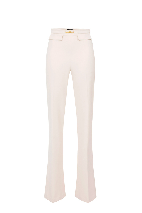 Palazzo fit trousers in double layer stretch crêpe - Elisabetta Franchi® Outlet