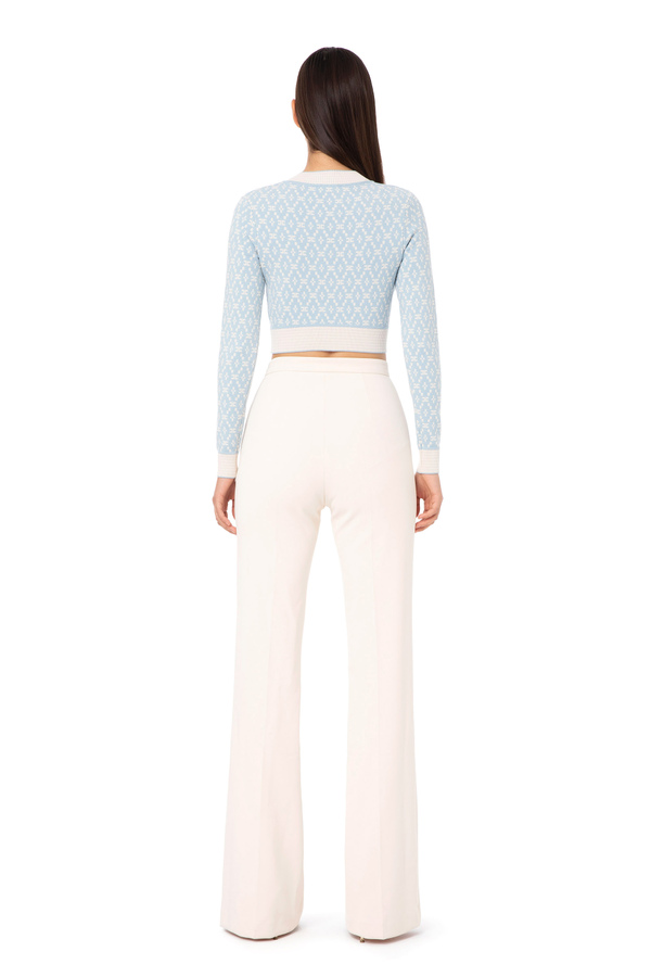 Palazzo fit trousers in double layer stretch crêpe - Elisabetta Franchi® Outlet