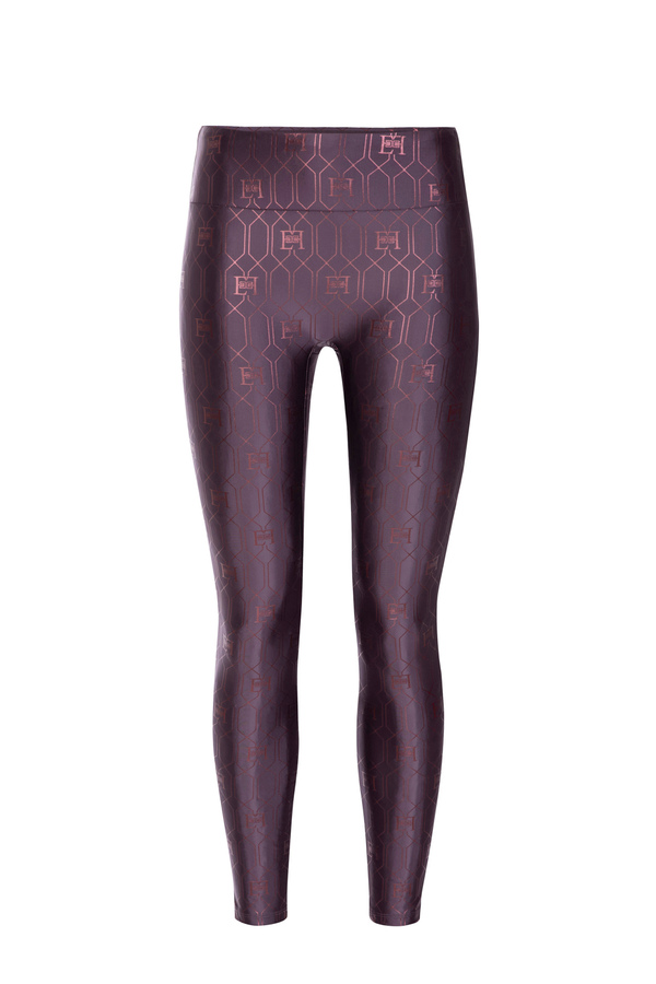 Leggings in lycra con stampa logo - Elisabetta Franchi® Outlet