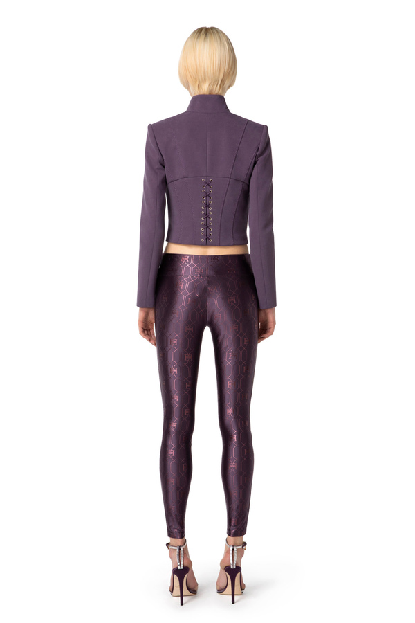 Leggings in lycra con stampa logo - Elisabetta Franchi® Outlet