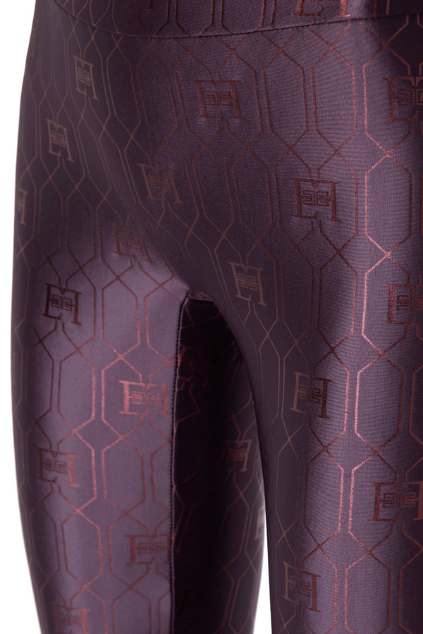 Leggings in lycra con stampa logo - Elisabetta Franchi® Outlet