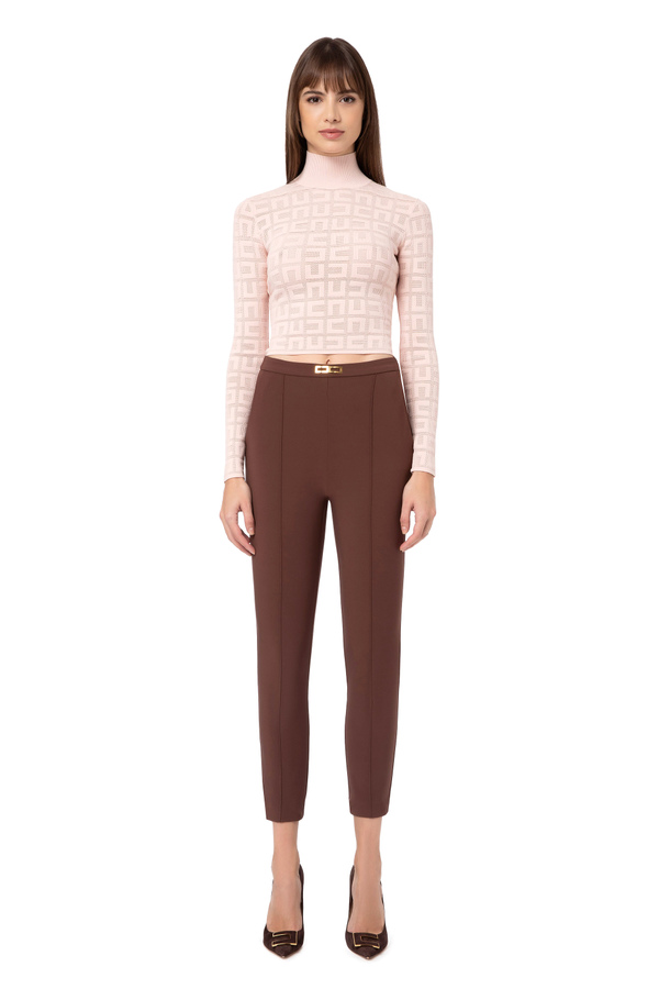Technical bi-elastic fabric tapered trousers - Elisabetta Franchi® Outlet