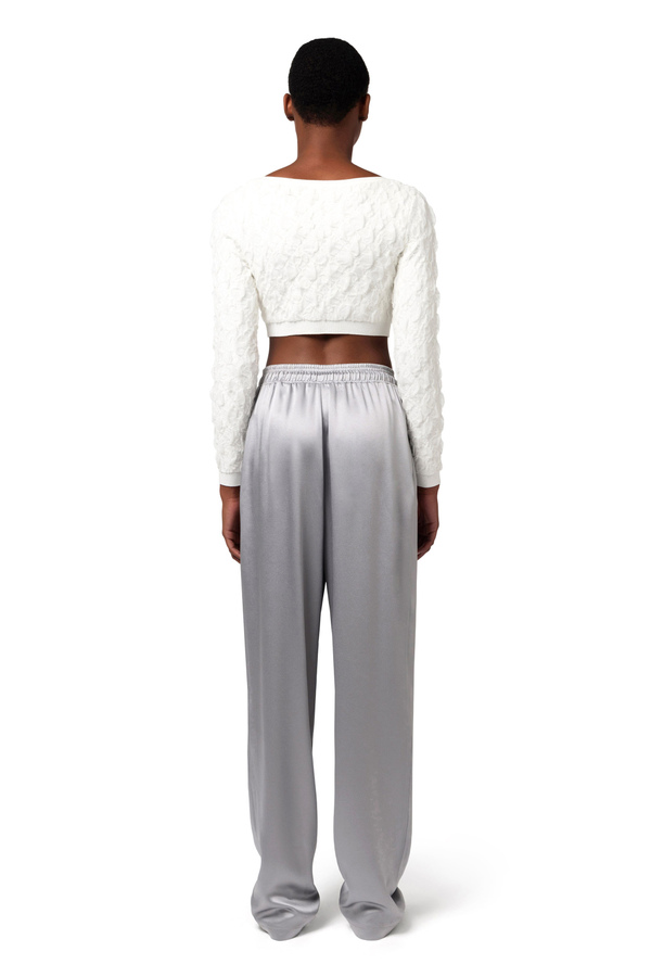 Jogger trousers in satin crêpe fabric - Elisabetta Franchi® Outlet