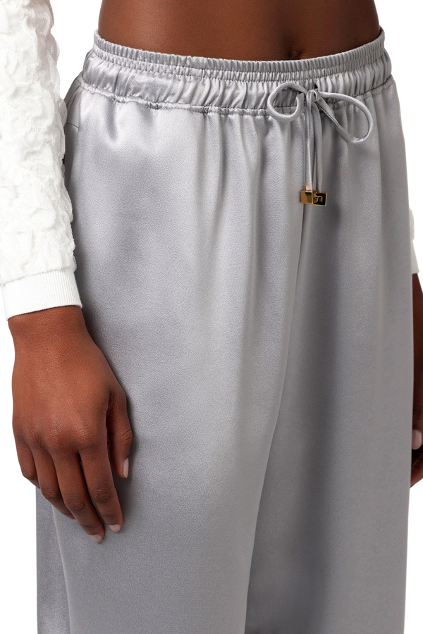 Jogger trousers in satin crêpe fabric - Elisabetta Franchi® Outlet