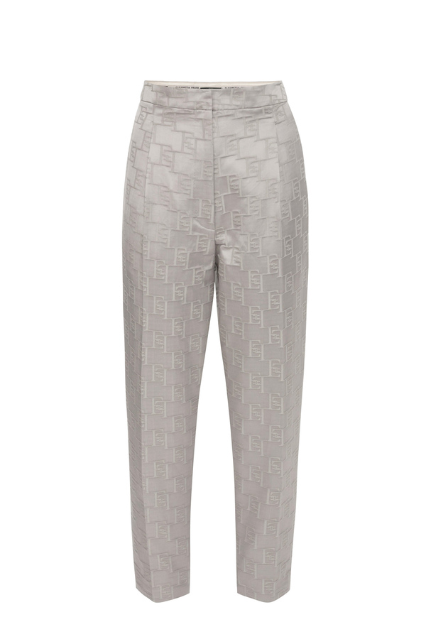 Straight trousers in jacquard satin with darts - Elisabetta Franchi® Outlet