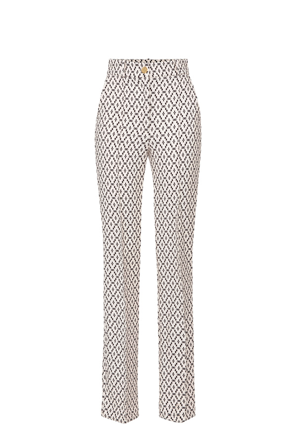 Double layer crêpe trousers printed with diamond pattern - Elisabetta Franchi® Outlet