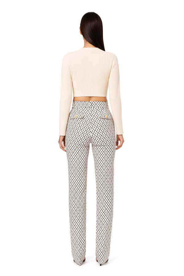 Pantalone in doppio crepe stampato con disegno Losanga - Elisabetta Franchi® Outlet