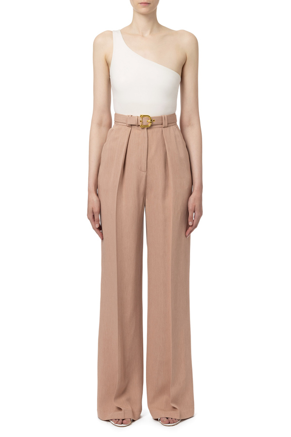 Pantalone con pinces e cintura - Elisabetta Franchi® Outlet