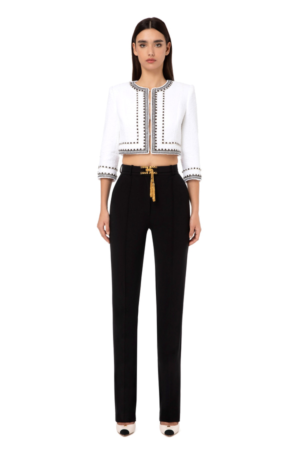 Straight trousers with belt - Elisabetta Franchi® Outlet