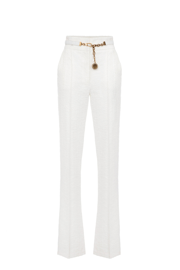 Herringbone tweed trousers - Elisabetta Franchi® Outlet