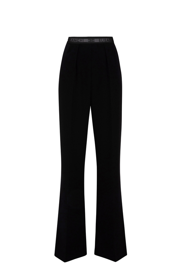 Trousers with logo and lace - Elisabetta Franchi® Outlet