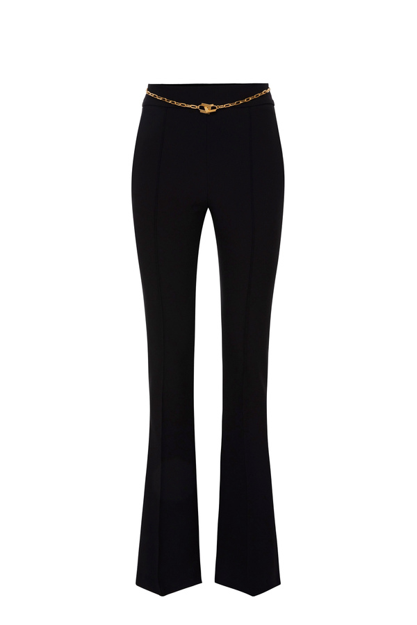 Bell-bottom trousers with chain - Elisabetta Franchi® Outlet