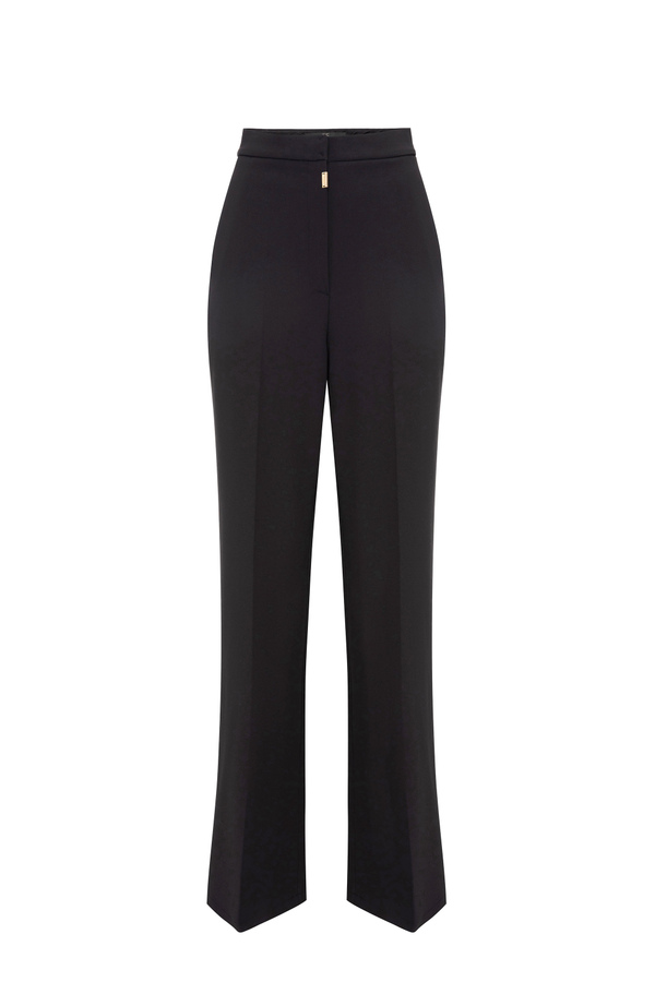 Bell-bottom trousers with logo turn-locks - Elisabetta Franchi® Outlet
