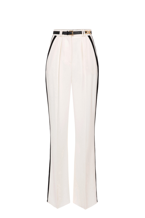 Two-tone trousers with darts - Elisabetta Franchi® Outlet