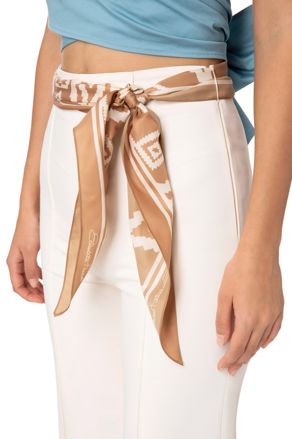 Bell-bottom trousers with foulard belt - Elisabetta Franchi® Outlet