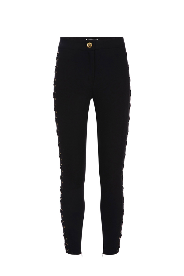 Skinny trousers with criss-cross pattern - Elisabetta Franchi® Outlet
