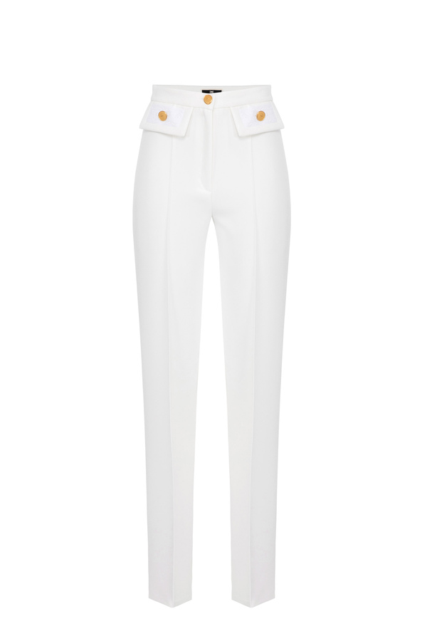 Straight trousers with lace inserts - Elisabetta Franchi® Outlet