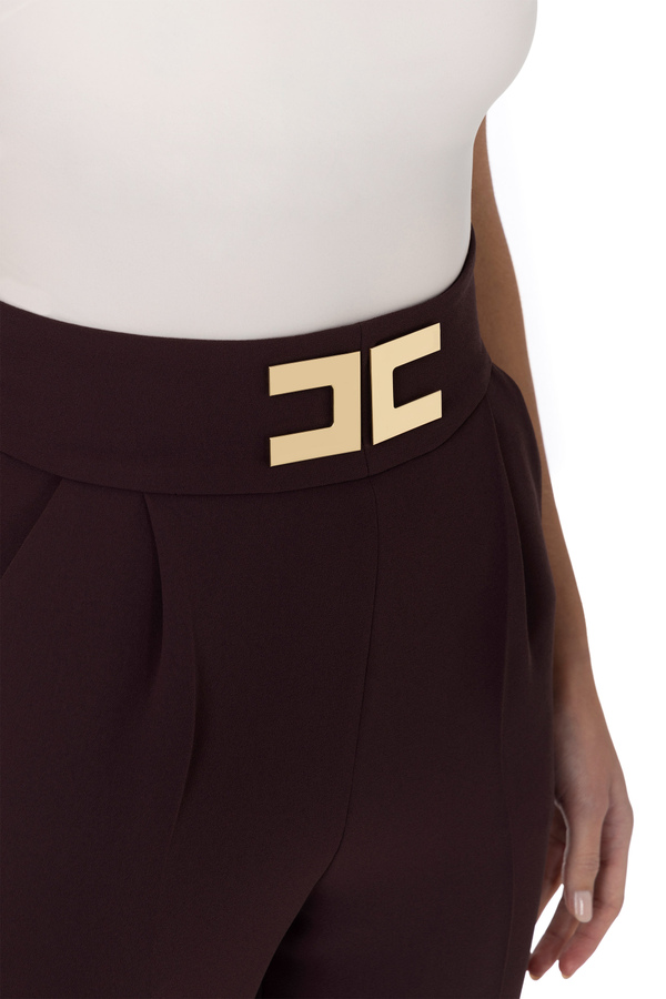 Pantalone dritto con logo - Elisabetta Franchi® Outlet