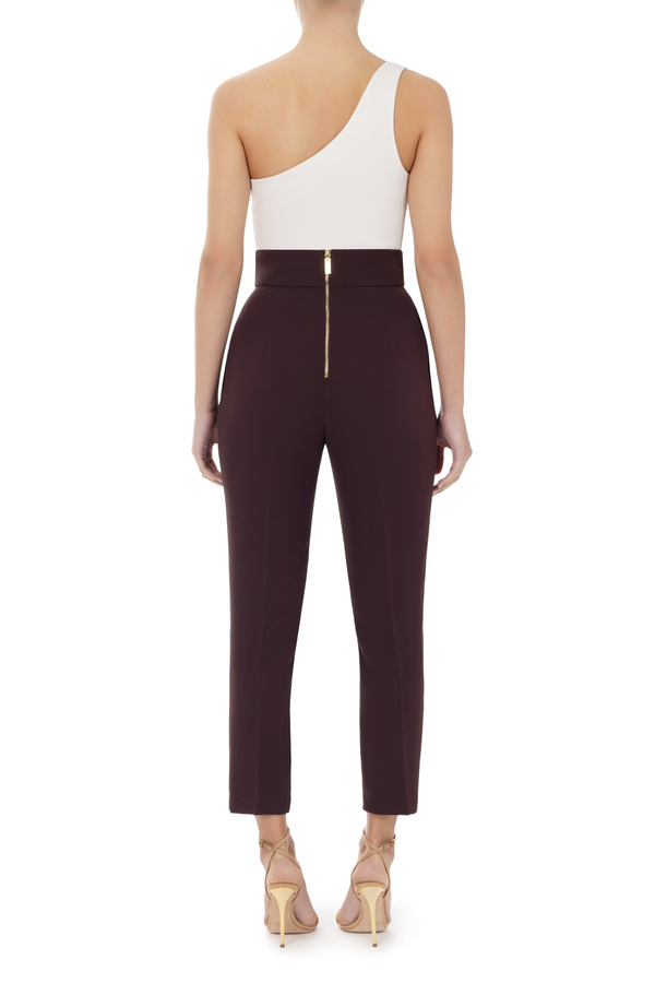 Pantalone dritto con logo - Elisabetta Franchi® Outlet