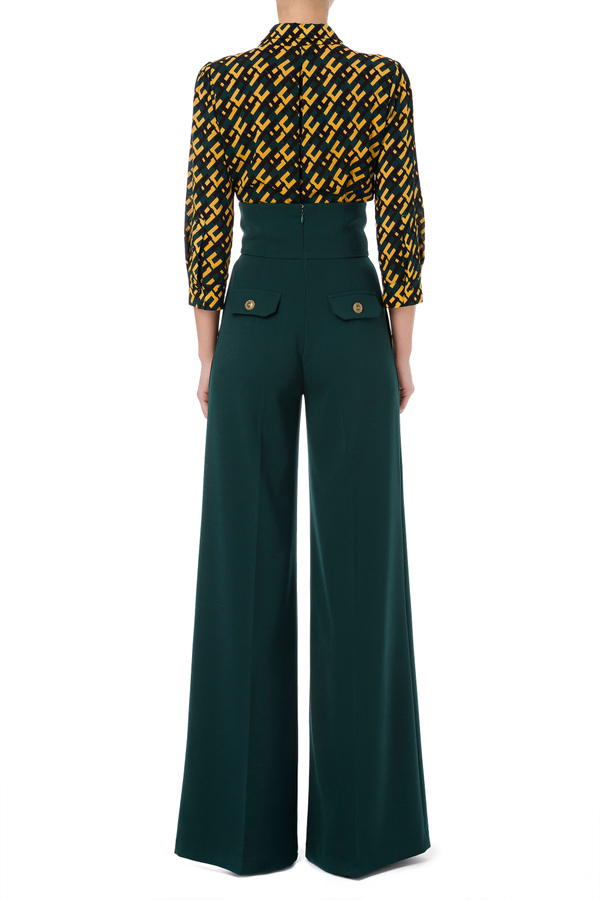 Palazzo trousers with light gold buttons - Elisabetta Franchi® Outlet