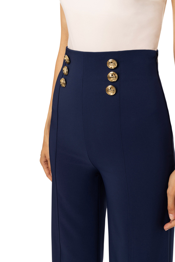 Hose mit geradem Bein und Logo-Gürtel - Elisabetta Franchi® Outlet