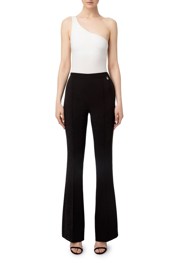Slim fit trousers in double layer stretch crêpe - Elisabetta Franchi® Outlet