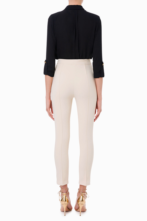 Cigarette trousers with waistband - Elisabetta Franchi® Outlet