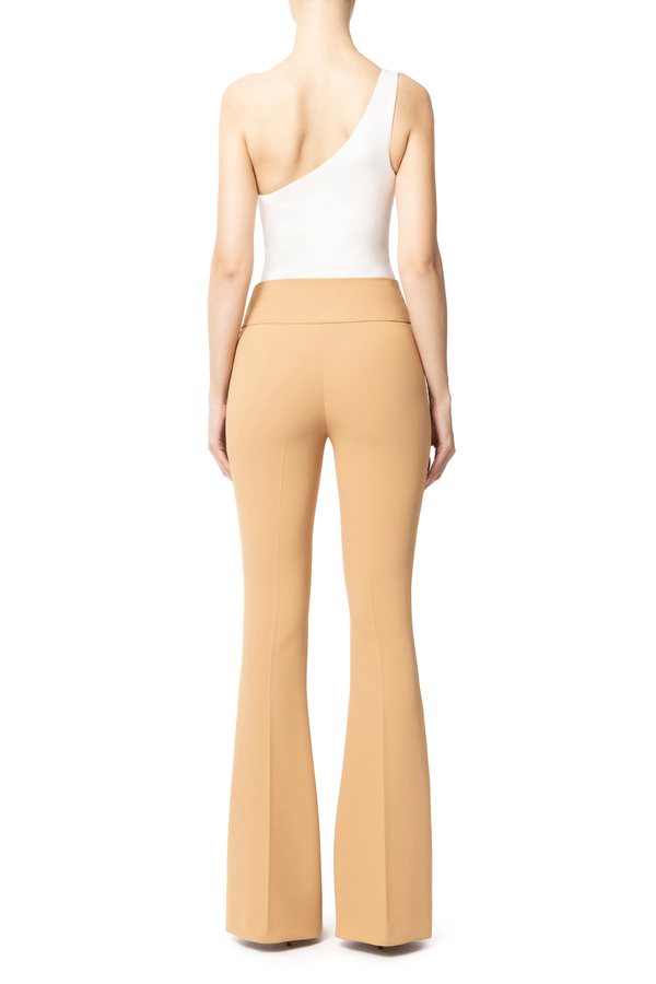 Bell-bottom trousers with plaque in the waistline - Elisabetta Franchi® Outlet