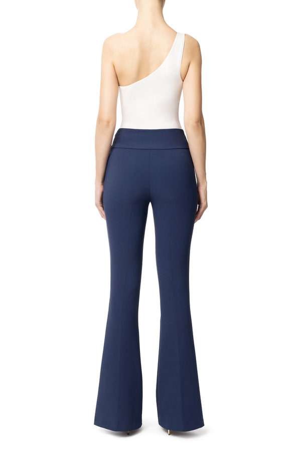 Bell-bottom trousers with plaque in the waistline - Elisabetta Franchi® Outlet
