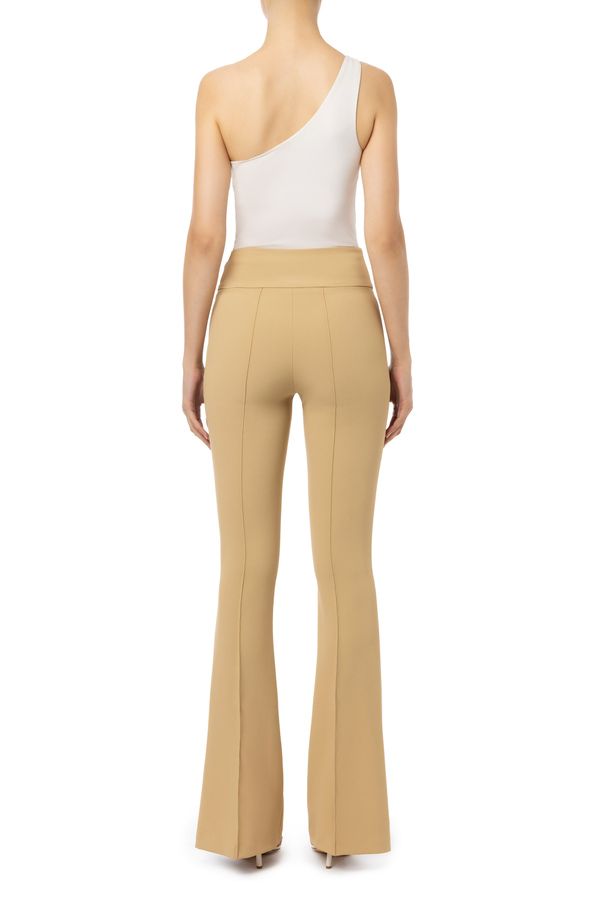 Bell-bottom trousers with plaque in the waistline - Elisabetta Franchi® Outlet