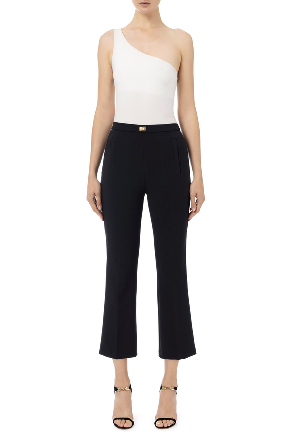 Stretch cropped trousers with studs - Elisabetta Franchi® Outlet