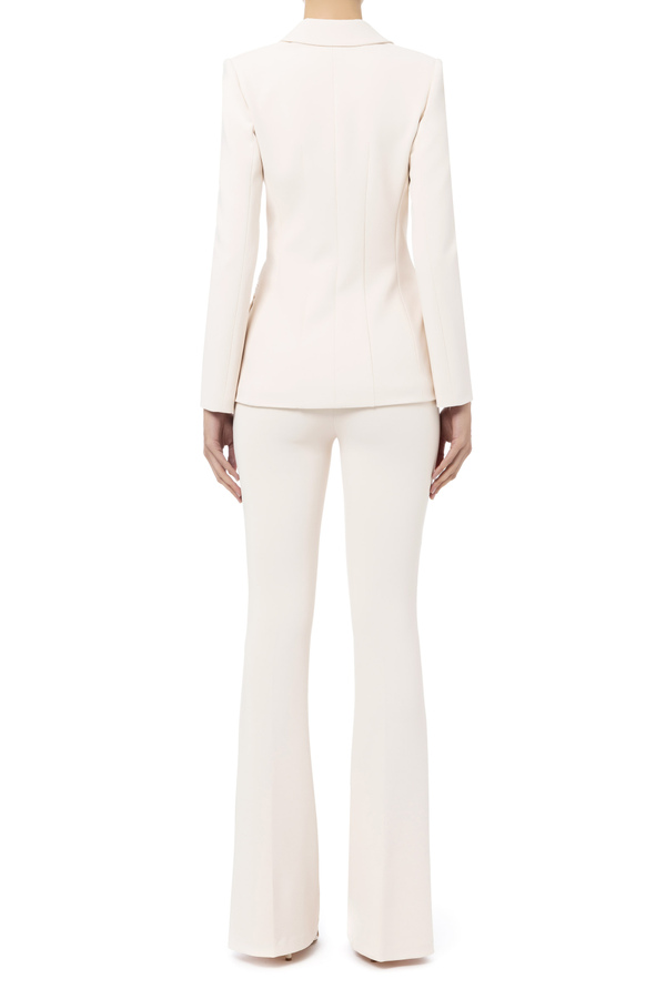 Palazzo trousers in crêpe fabric with metal plate - Elisabetta Franchi® Outlet