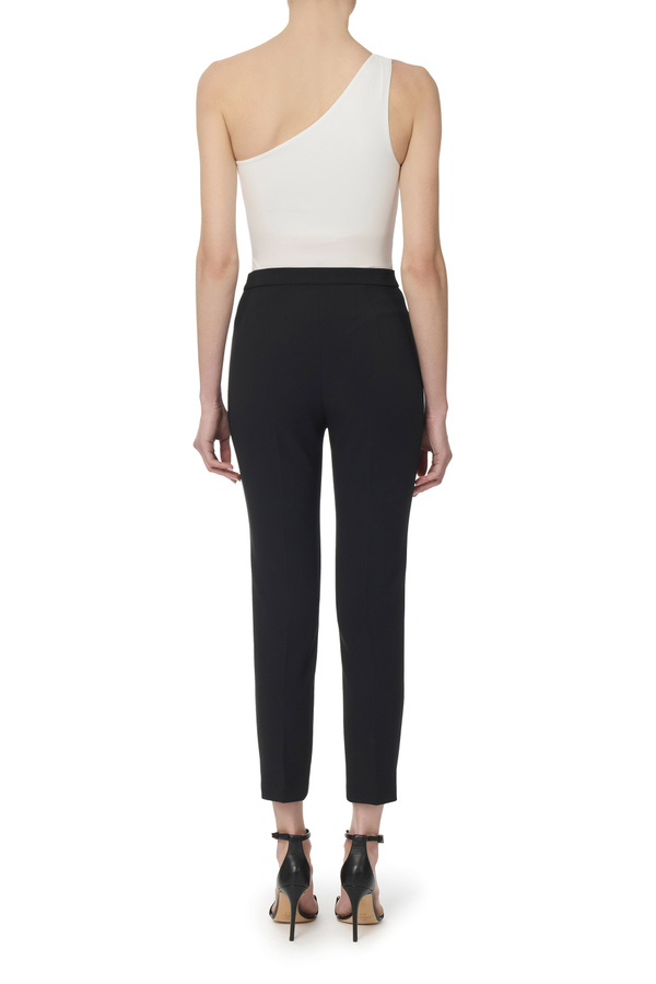 Pantalon droit en crêpe avec mors de cheval - Elisabetta Franchi® Outlet