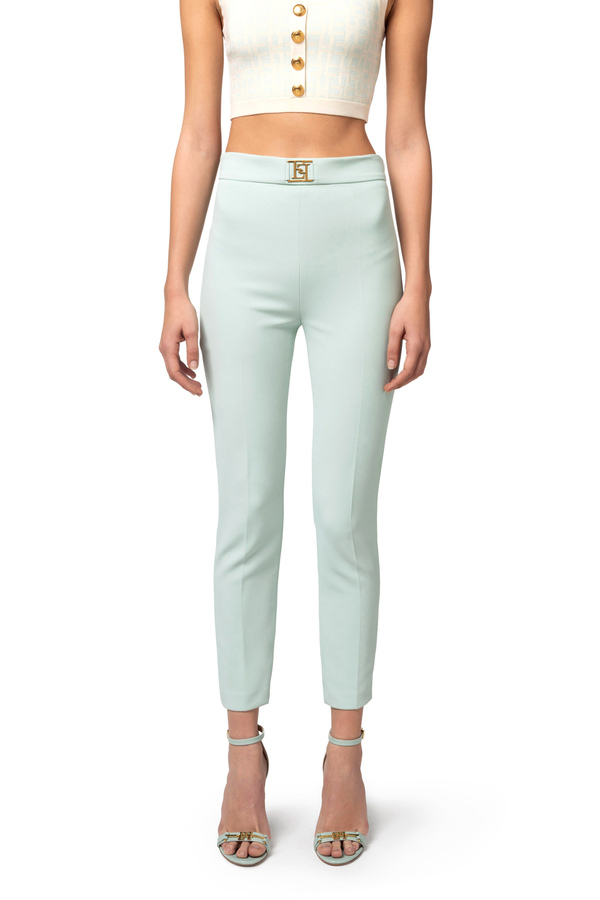 Gerade geschnittene Hose aus Stretch-Crêpe - Elisabetta Franchi® Outlet