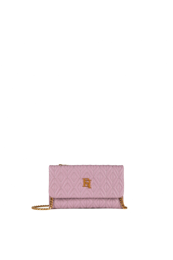 Diamond-patterned eco-nappa wallet - Elisabetta Franchi® Outlet