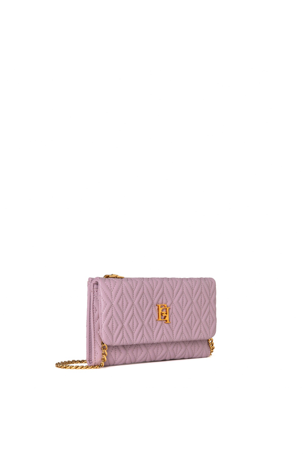 Diamond-patterned eco-nappa wallet - Elisabetta Franchi® Outlet