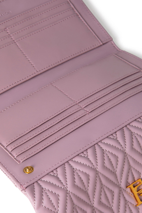 Diamond-patterned eco-nappa wallet - Elisabetta Franchi® Outlet