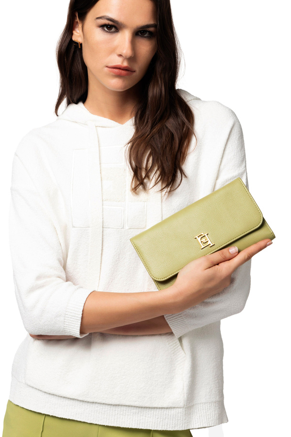 Portafogli con tracolla con logo in metallo - Elisabetta Franchi® Outlet