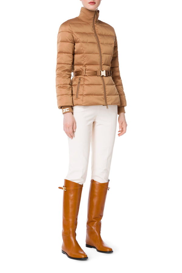 Down jacket with belt - Elisabetta Franchi® Outlet