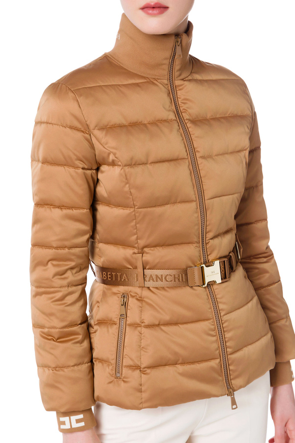 Down jacket with belt - Elisabetta Franchi® Outlet